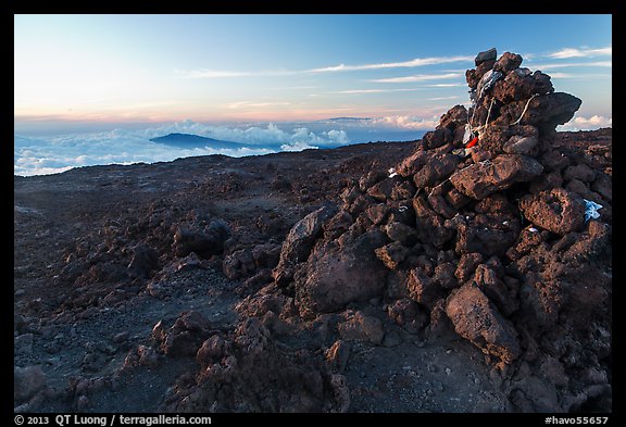 Summit cairn, Mauna Loa. Hawaii Volcanoes National Park (color)