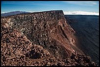 Mauna Kea, summit cliff, and Mokuaweoweo crater from top of Mauna Loa. Hawaii Volcanoes National Park ( color)