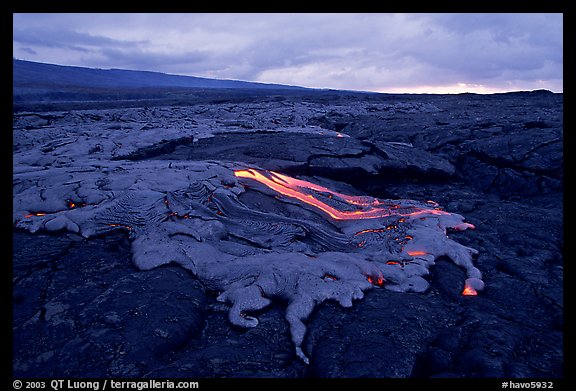 Molten lava flow near Chain of Craters Road. Hawaii Volcanoes National Park