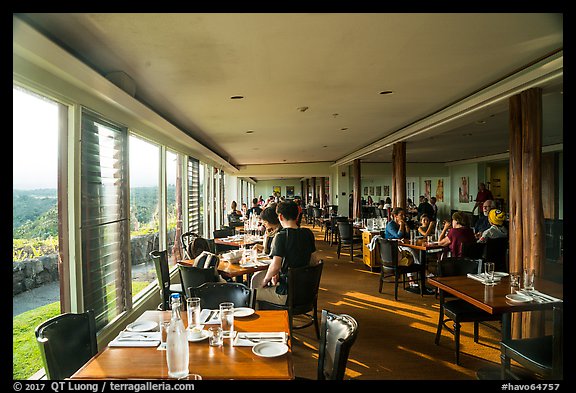 Dining room, Volcano House. Hawaii Volcanoes National Park (color)