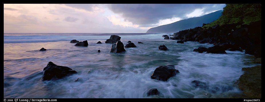 Dynamic seascape with boulders and surf, Tau Island. National Park of American Samoa (color)