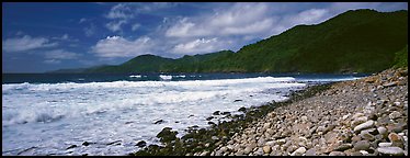Beach with coral, Tutuila Island. National Park of American Samoa (Panoramic color)