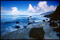 Black boulders and Siu Point coastline, Tau Island. National Park of American Samoa (color)