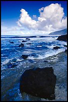 Coastline and boulders, Siu Point, morning, Tau Island. National Park of American Samoa (color)