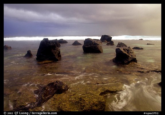 Boulders and approaching tropical storm, Siu Point, Tau Island. National Park of American Samoa