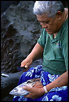 Elder Samoan subsistence fisherman, Tau Island. National Park of American Samoa ( color)