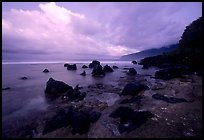 Boulders and coastline at sunrise, Siu Point, Tau Island. National Park of American Samoa