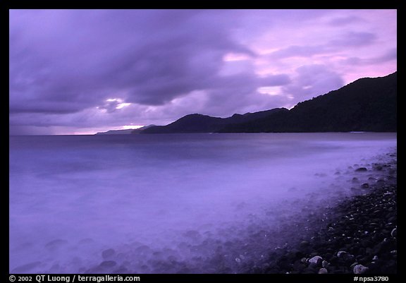 Approaching storm at sunrise, Vatia bay, Tutuila Island. National Park of American Samoa (color)