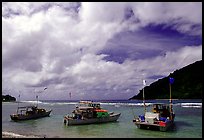 Fishing boats in Vatia Bay, Tutuila Island. National Park of American Samoa