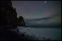 Pola Island at night with austral starry sky. National Park of American Samoa ( color)