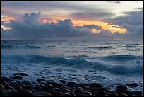 Boulders, surf, and clouds at sunrise. National Park of American Samoa ( color)