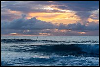 Surf and tropical clouds at sunrise from Tuitula Island. National Park of American Samoa ( color)