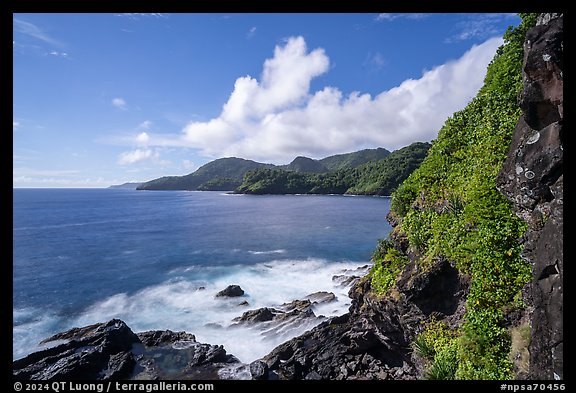 Coast from Lower Sauma Ridge. National Park of American Samoa (color)