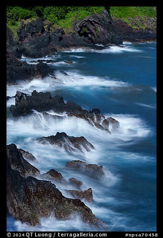 Wave action on rocks from Sauma Point. National Park of American Samoa