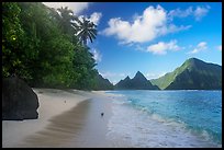 Ofu Beach with coconut, Sunuitao Peak and Piumafua mountain. National Park of American Samoa ( color)