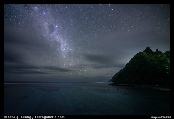 Milky Way, Asaga Strait, and Sunuitao Peak, Ofu Island. National Park of American Samoa