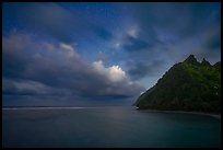 Tropical clouds and stars over Asaga Strait and Sunuitao Peak, Ofu Island. National Park of American Samoa ( color)