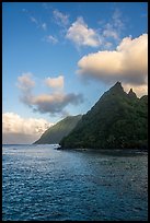 Sunuitao Peak from Asaga Strait, early morning. National Park of American Samoa ( color)