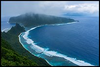 Ofu South Beach, Olosega and Tau Islands from Tumu Mountain. National Park of American Samoa ( color)