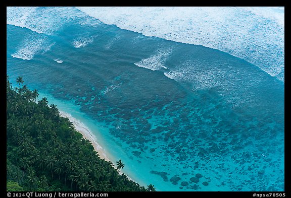 Ofu South Beach Reefs from above. National Park of American Samoa