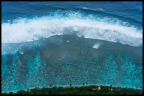 Breaking waves and lagoon from above, Ofu Island. National Park of American Samoa ( color)