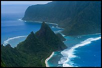 Sunuitao Peak and Asaga Strait from above, Ofu and Olosega Islands. National Park of American Samoa ( color)