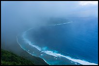 Ofu South Beach and ocean from mountain engulfed in clouds. National Park of American Samoa ( color)