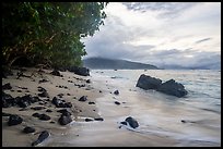 Beach with rocks and Olosega Island. National Park of American Samoa ( color)