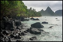 Volcanic rocks and Sunuitao Peak, Ofu Island. National Park of American Samoa ( color)