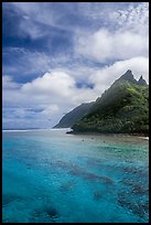 Turquoise waters of Asaga Strait and Sunuitao Peak, Ofu Island. National Park of American Samoa ( color)