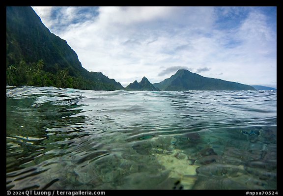 Reef, Sunuitao Peak and Olosega Island. National Park of American Samoa (color)