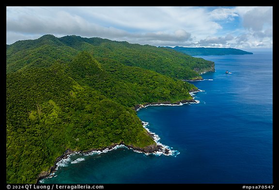 Aerial view of Tuitula north coast. National Park of American Samoa
