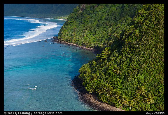 Aerial view of Ofu south shore. National Park of American Samoa