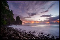 Pola Island, Boulders, surf, and clouds at sunrise. National Park of American Samoa ( color)