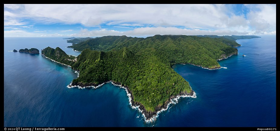 Panoramic view of Tuitula north shore. National Park of American Samoa