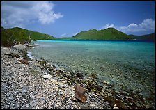 Turquoise waters in Leinster Bay. Virgin Islands National Park, US Virgin Islands.