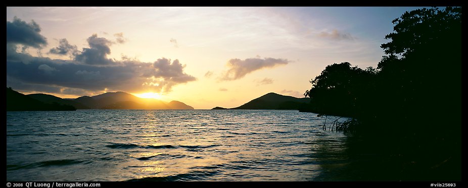 Sun rising across bay. Virgin Islands National Park (color)
