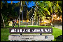 National Park sign. Virgin Islands National Park, US Virgin Islands.