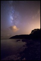 Milky Way and coastline, Little Lameshur Bay. Virgin Islands National Park, US Virgin Islands.