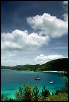 Yachts anchored in Hurricane Hole Bay. Virgin Islands National Park, US Virgin Islands. (color)