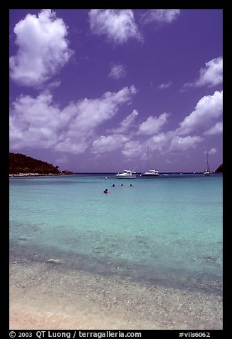 Tropical beach and yachts. Virgin Islands National Park (color)