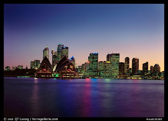 Skyline at sunset with Opera House. Sydney, New South Wales, Australia (color)