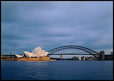 Opera House and Harbor Bridge. Sydney, New South Wales, Australia (color)