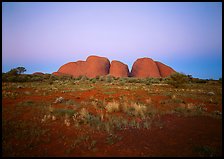 Olgas at dusk. Olgas, Uluru-Kata Tjuta National Park, Northern Territories, Australia (color)