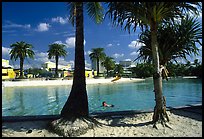 Artificial beach, complete with sand and palm trees. Brisbane, Queensland, Australia ( color)