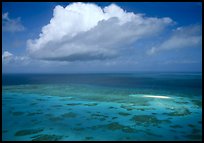 Aerial view of a reef near Cairns. The Great Barrier Reef, Queensland, Australia