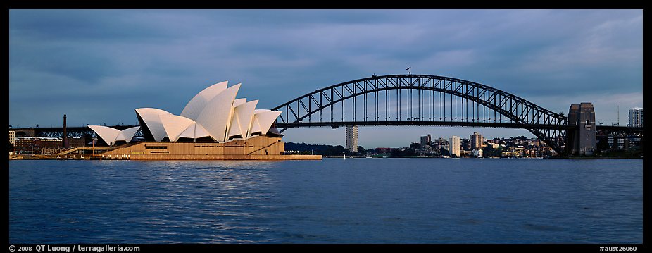 Sydney opera house and Harbor Bridge. Sydney, New South Wales, Australia (color)