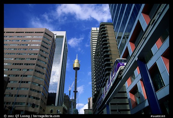 Monorail train ramp in downtown. Sydney, New South Wales, Australia (color)