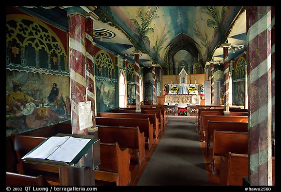 Inside Saint Benedict Catholic Church (Painted Church), South Kona. Big Island, Hawaii, USA (color)