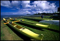 Traditional outtrigger canoes in Hilo. Big Island, Hawaii, USA